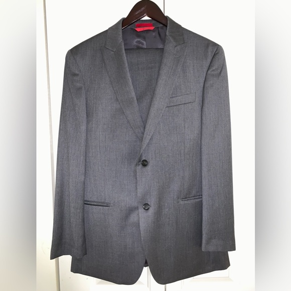 Alfani Men’s Designer Gray 2-Piece Wool Suit Jacket w Pant size 40R & 32x30